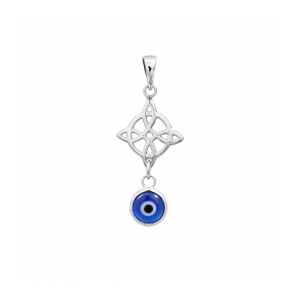 Pandantiv din Argint Nodul Vrajitoarei cu Ochi Protector (Evil Eye), 25 mm