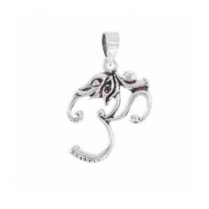Pandantiv Elefant cu Simbol Om din Argint 925 – Talisman Intelepciune, Protectie si Echilibru Spiritual 21 mm