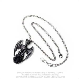 Pandantiv gotic cu lantisor si cristal negru Alchemy England - Pisica Gardian - Img 3