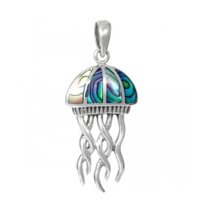 Pandantiv Meduza, argint cu abalon – intuitie si echilibru, 2.8 cm