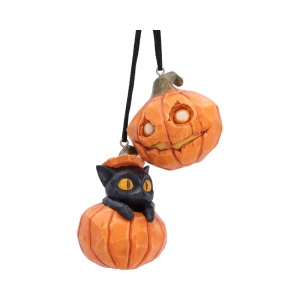 Set 2 decoratiuni suspendate Halloween Pumpkin and Patch 7,7 cm - Whisper Wood