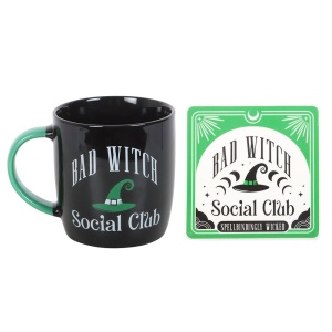 Set cana ceramica si suport Bad Witch Social Club, capacitate 340 ml