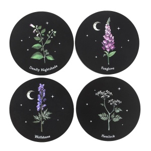 Set patru coastere rotunde Plante Otravitoare 9cm - Img 1