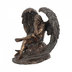 Statueta bronz si rasina inger Razboinic 16.5 cm - Img 3