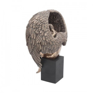 Statueta bronz si rasina Ingerul ganditor 26 cm - Img 3
