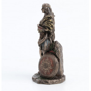 Statueta bronz si rasina, mitologie nordica, zeita recoltei Sif 22 cm - Img 3