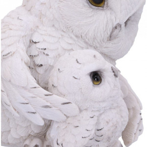 Statueta bufnita alba cu pui Familia cu pene 13.5 cm - Img 5