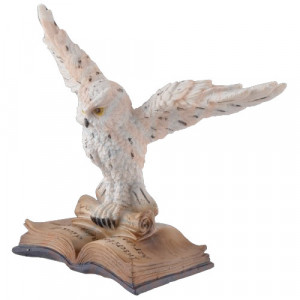 Statueta bufnita polara Intelepciunea Iernii 16 cm