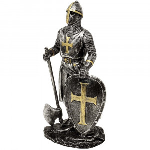 Statueta Cavaler Medieval Templier cu Topor 18 cm - Img 2