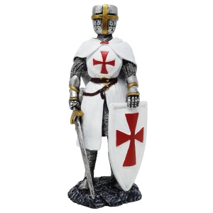 Statueta Cavaler Templier cu Sabie si Scut, 22 cm