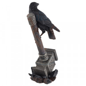 Statueta Corb asezat pe Ciocanul lui Thor 23cm - Img 4