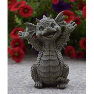 Statueta de gradina cu dragonel fericit Hello 13.5 cm