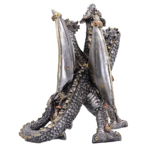 Statueta dragon cu trei capete Cogwork Trinity – decor steampunk collector 23 cm - Img 3