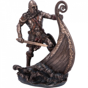 Statueta luptator viking cu corabie Halvor 24cm - Img 6