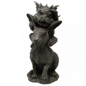 Statueta pentru gradina Dragon cu Iepuras 27x25 cm