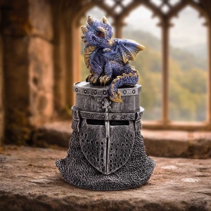 Statueta pui de dragon albastru Hatchling Helm – decor medieval collector 13.2 cm - Img 5