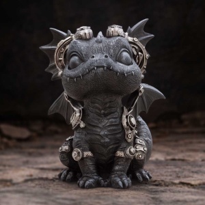 Statueta pui de dragon negru Coglet – decor fantasy collector 17.7 cm - Img 5
