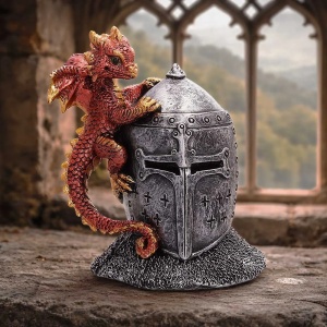 Statueta pui de dragon rosu Hatchling Helm – decor medieval collector 12.3 cm - Img 5