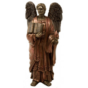 Statueta rasina si bronz Arhanghelul Uriel 19 cm - Img 5