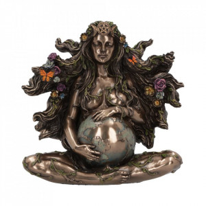 Statueta rasina si bronz,mitologia greaca, zeita pamantului Gaia 18 cm