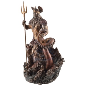 Statueta rasina si bronz, mitologia greaca, zeul Poseidon 23cm - Img 5