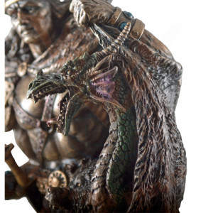 Statueta rasina si bronz, mitologia nordica, zeul Loki 27cm - Img 6