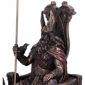 Statueta rasina si bronz, mitologia nordica, zeul Odin 22cm - Img 5