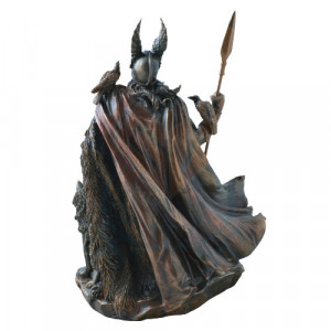 Statueta rasina si bronz, mitologia nordica, zeul Odin - The Allfather 25cm - Img 3