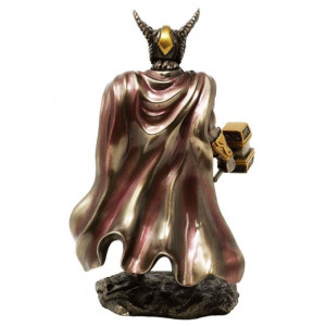 Statueta rasina si bronz, mitologia nordica, Zeul Thor 22.5 cm - Img 5