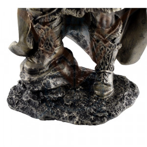 Statueta rasina si bronz, mitologia nordica, zeul Tunetului, Thor 24cm - Img 4