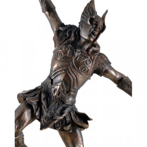 Statueta rasina si bronz, mitologia nordica, zeul Tunetului, Thor 32cm - Img 4