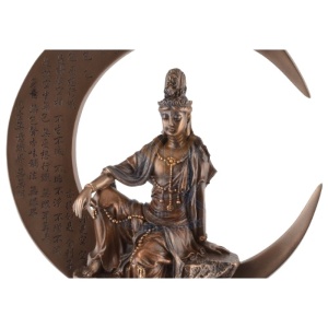 Statueta rasina si bronz zeita asiatica Guan Yi, zeita compasiunii 23 cm - Img 4