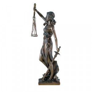 Statueta rasina si bronz, zeita dreptatii Themis ( Justitia) 21cm - Img 4