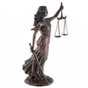 Statueta rasina si bronz zeita dreptatii Themis ( Justitia) 35cm - Img 5