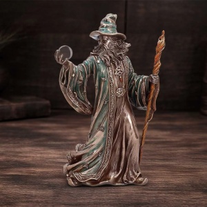Statueta Vrajitor The Sorcerer din Bronz – decor fantasy, 20 cm - Img 5