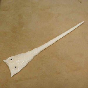 Accesoriu pentru par sculptat manual din os Bufnita - Img 2