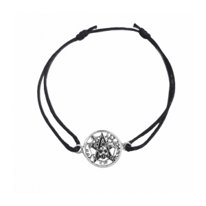 Bratara ajustabila din material textil cu charm din argint Tetragramaton, talisman pentru protectie