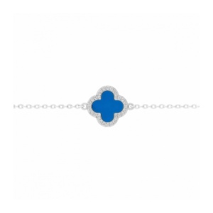 Bratara din argint cu email albastru Alhambra (trifoi regal) 16+5cm