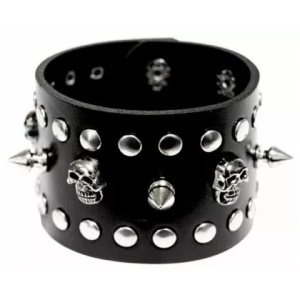 Bratara piele ecologica Killer Studs si Cranii 3.7cm x 23cm