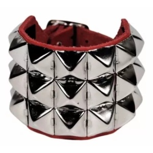 Bratara piele naturala Red Pyramid Studs 5cm x 24cm - Img 1