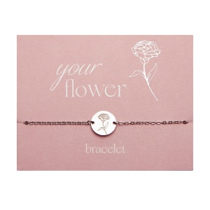 Bratara placata cu argint Floarea Lunii Ianuarie - Garoafa, 17+3 cm