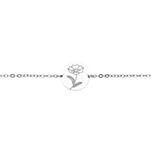 Bratara placata cu argint Floarea Lunii Noiembrie - Crizantema, 17+3 cm - Img 3