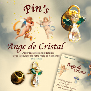 Brosa Inger de Cristal - Ingerul lunii August (Zirconiu Peridot) - Img 2
