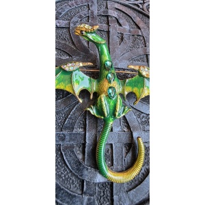 Brosa-pandantiv Dragon Verde cu cristale – natura si regenerare, 9 cm - Img 3