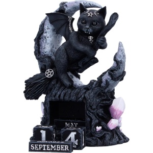 Calendar perpetuu pentru birou pisicuta demonica Malpuss Cult Cuties – decor gotic fantasy, 16 cm - Img 5