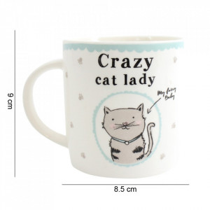 Cana ceramica Femeie nebuna cu pisici 9 cm - Img 2