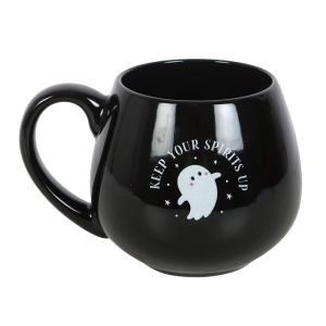 Cana rotunda din ceramica Keep your spirits up, capacitate, 500ml