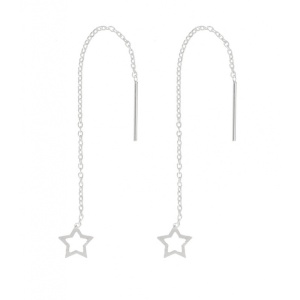 Cercei lungi din argint cu lantisor Stea 9cm