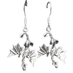 Cercei lungi din argint Dragon 4.3cm - Img 1