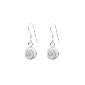 Cercei lungi din argint si scoica Ochiul lui Shiva 8mm